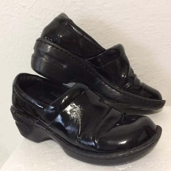 BOC Born Concepts Clogs Shoes Faux Black Patent Leather PEGGY BC9632 Sz 8 M/W 39 - Picture 1 of 12